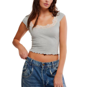Women's Free People Oh My Darling Shirt Medium Grey