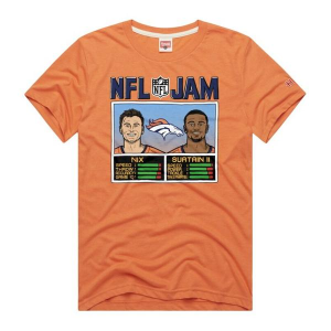Denver Broncos HOMAGE JAM Nix & Surtain II T-Shirt Large Orange
