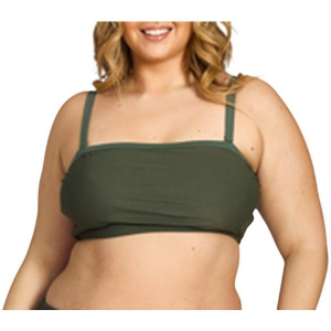 Women's Cyn And Luca Taelyn Rib Swim Bikini Top Plus 3X Army