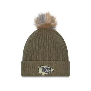 Women's Kansas City Chiefs New Era 2025 Salute To Service Pom Beanie One Size Olive