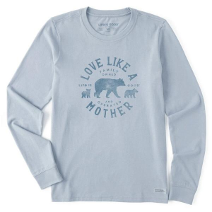 Women's Life is Good Love Like a Mother Long Sleeve Shirt Medium Blue