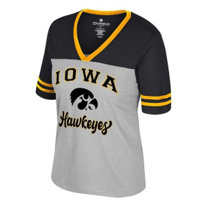 Iowa Hawkeyes Colosseum Women's Second Choice T-Shirt Large Light Grey/Black