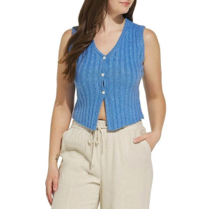 Women's SUNDAY EDITION Sweater Vest Rib Large Blue
