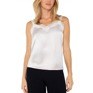 Women's Liverpool Los Angeles Woven Lace Trim Sweetheart Tank Top Large Whipped Cream