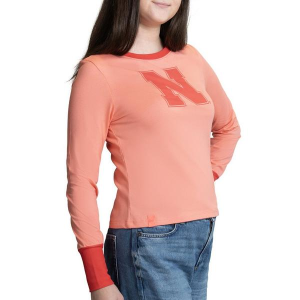 Nebraska Cornhuskers Lusso Style Women's Trixie T-Shirt Small Flame