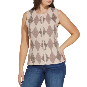 Women's SUNDAY EDITION Sweater Vest Argyle Small Blush