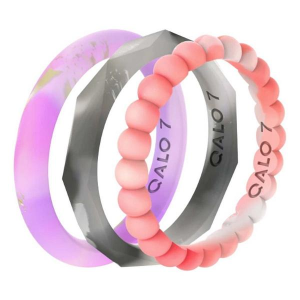 Women's Qalo Natural Stone Twilight Triple Stack Set Ring Set