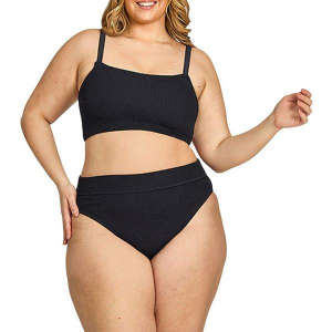 Women's Cyn And Luca Heidi Pucker Swim Bottoms Plus 1X Black