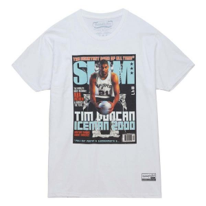 San Antonio Spurs SLAM Cover Mitchell and Ness T-Shirt Large White