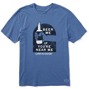 Men's Life is Good Beer Me If You're Near Me T-Shirt 3XLarge Vintage Blue