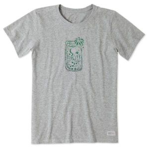 Women's Life is Good Firefly Moon Jar T-Shirt Small HTR Grey Heather