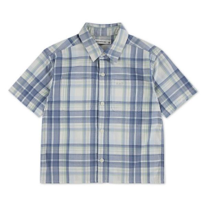 Boys' abercrombie kids Boxy Woven Button Up Shirt 17/18 Jet Stream
