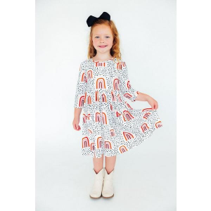 Girls' Mila & Rose Pocket Twirl Dress 2T Peach Rainbow