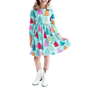 Girls' Mila & Rose Twirl Pocket Dress 3T Oh Christmas Tree
