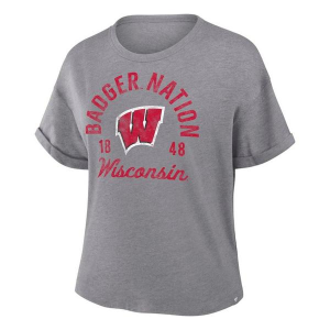 Wisconsin Badgers Fanatics Women's Triblend T-Shirt XLarge Heather Grey