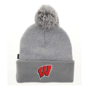 Wisconsin Badgers Legacy Athletic Pom Cuff Kids' Beanie One Size Grey Heather