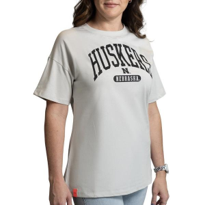 Nebraska Cornhuskers Lusso Style Women's Oversized Nadia T-Shirt Large Fog