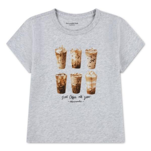Girls' abercrombie kids Iced Coffee T-Shirt 15/16 Light Grey
