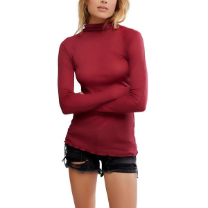 Women's Free People Close to Home Layering Long Sleeve Shirt Small Crimson