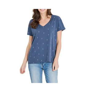 Women's Life is Good Wine Glass Pattern T-Shirt Large Darkest Blue