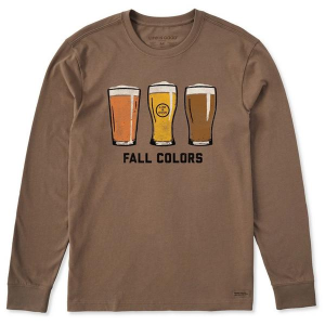 Men's Life is Good Fall Colors Beer Long Sleeve T-Shirt 2XLarge Brown