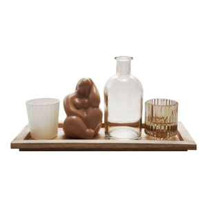 Creative Co-Op Tray with 2 Glass Votive Holders, Vase & Sculpture Set