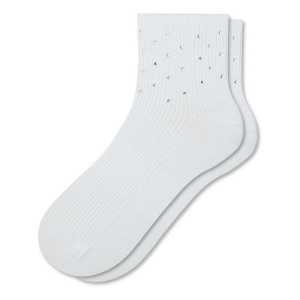 Women's Bombas Solid Rhinestone True Rib Quarter Socks Small White