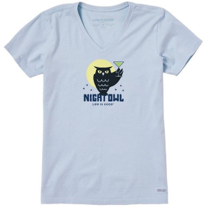 Women's Life is Good Crafty Night Owl T-Shirt Small Glacier Blue