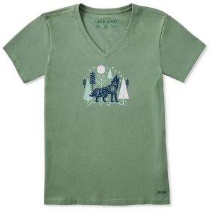 Women's Life is Good Winter Wolf T-Shirt 2XLarge Granite GR