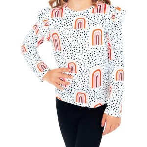 Girls' Mila & Rose Ruffle Long Sleeve T-Shirt Toddler 2T Peach Rainbow