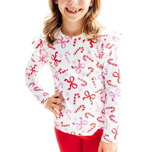Girls' Mila & Rose Ruffle Long Sleeve T-Shirt 5/6 Candy Cane