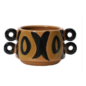 Creative Co-Op Hand-Painted Stoneware Planter w/ Handles