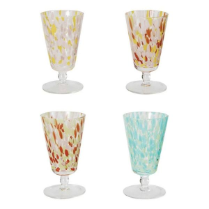 Creative Co-Op 8 oz. Blown Stemmed Confetti Drinking Glass (Styles May Vary)
