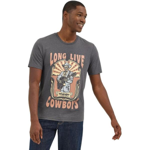 Men's Wrangler Plus Size Long Live Cowboys T-Shirt Medium Asphalt