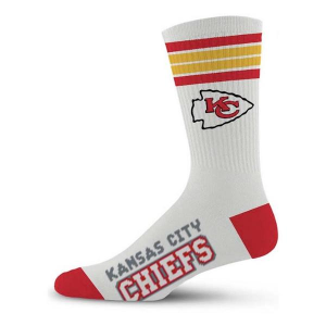 For Bare Feet Kansas City Chiefs 4 Stripe Deuce Crew Socks