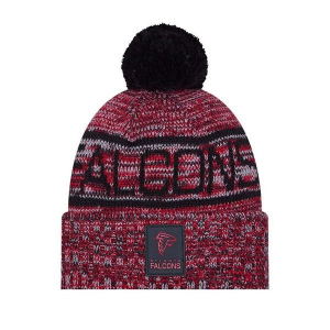 Atlanta Falcons New Era 2025 Sideline Pom Beanie Black