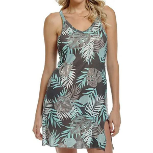 Women's Lagaci Leaf a Message Strappy Dress Swim Cover Up XLarge Charcoal