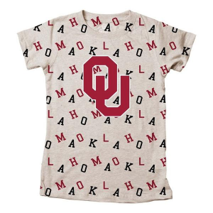 Oklahoma Sooners Wes and Willy Girls' All-Over Print Kids' T-Shirt Medium Oatmeal