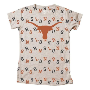 Texas Longhorns Wes and Willy Girls' All-Over Print Toddler T-Shirt 2T Oatmeal