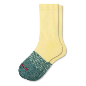 Bombas Marl Toe Block Crew Socks Youth One Size Celadon/Yellow