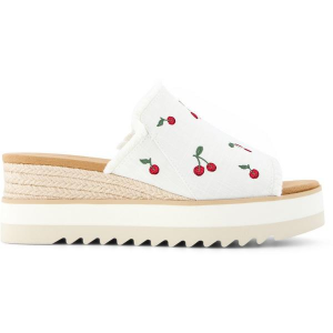 Women's Toms Diana Slide Sandals 11 Egret Multi Cherry Embroidery
