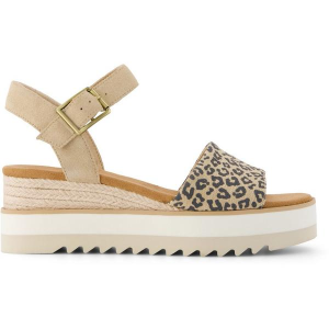 Women's Toms Diana Sandals 8 Oatmeal Small Leopard Spots/Suede