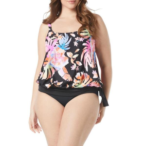 Women's Beach House Sarah Blouson Swim Tankini Misses 16W Tropical Oasis