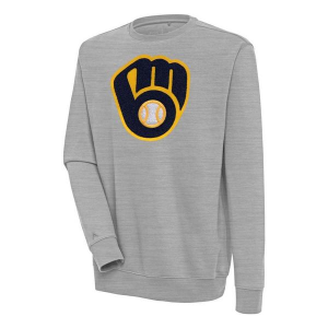 Milwaukee Brewers Antigua Chenille Victory Crew 3XLarge Grey Heather