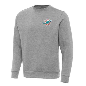 Miami Dolphins Antigua Chest Logo Victory Crewneck 3XLarge Grey Heather