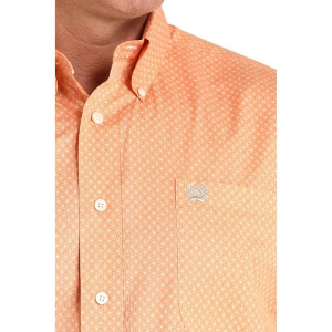 Men's Cinch Geometric Print Western Long Sleeve Button Up Shirt Large Coral