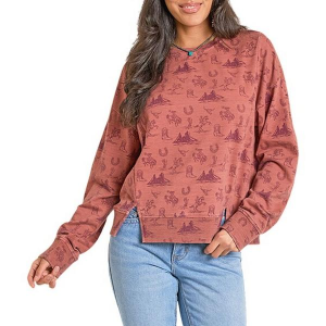 Women's Rock & Roll Denim Conversational Crewneck Sweatshirt Large Rust