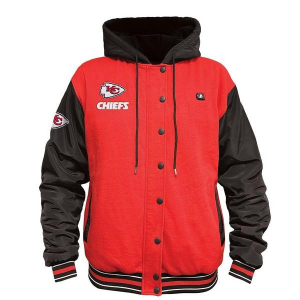 Kansas City Chiefs ActionHeat 5V Heated Varsity Mid Athletic Jacket 2XLarge Red/Black