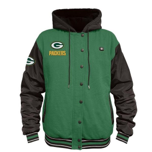 Green Bay Packers ActionHeat 5V Heated Varsity Mid Athletic Jacket Large Green/Black