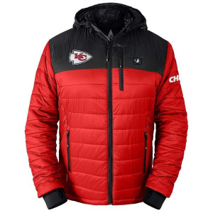 Kansas City Chiefs ActionHeat 5V Puffer Battery Heated Team Color Mid Athletic Jacket Large Red/Black